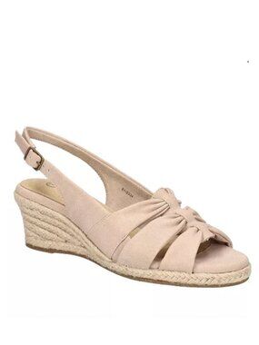 Espadrille wedge linen color soft fabric, comfortable, 2" heel sandal sz 8-1/2.